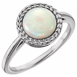 14K White Natural White Opal Ring