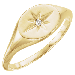 diamond starburst signet ring