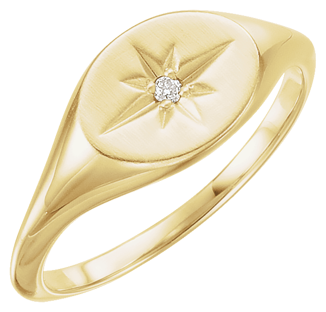 diamond starburst signet ring