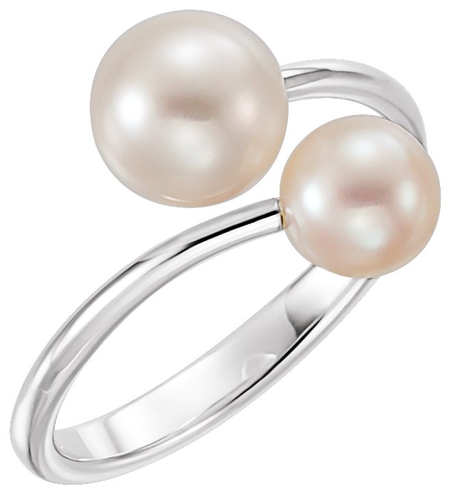 14K White Cultured White Freshwater Pearl Ring<br>(Size 7)