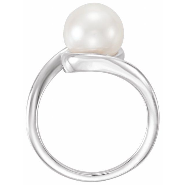 14K White 9.5-10.0 mm Cultured White Freshwater Pearl Ring