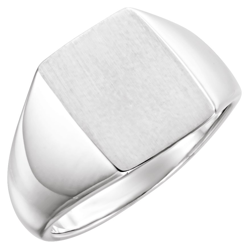 Platinum 15x12 mm Rectangle Signet Ring