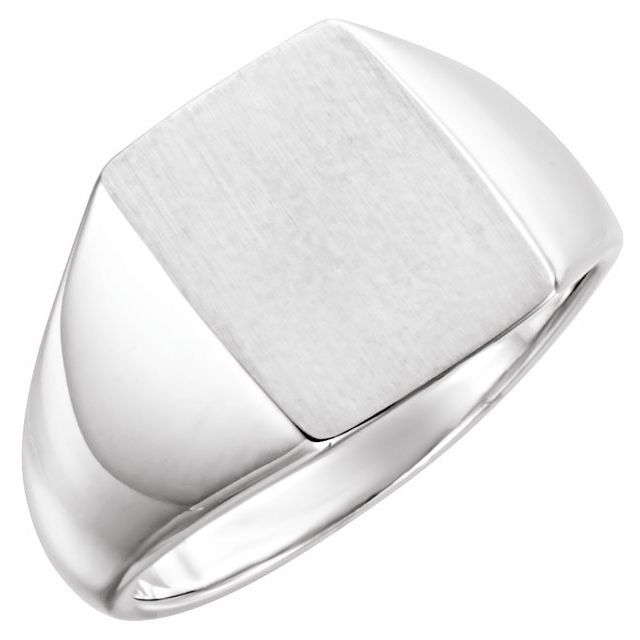 Sterling Silver 15x12 mm Rectangle Signet Ring