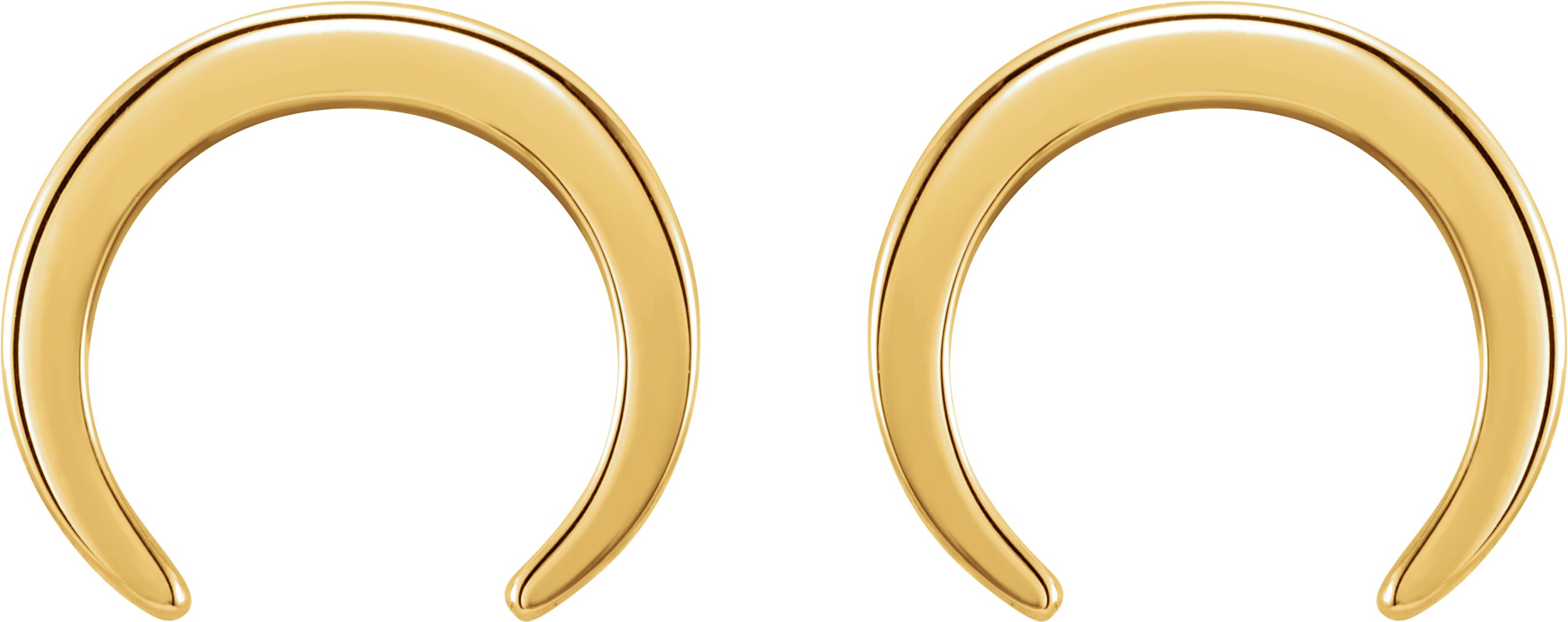 14K Yellow Crescent Earrings 