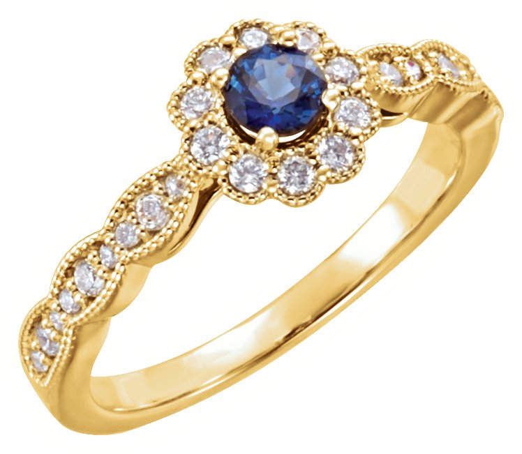 14K Yellow Blue Sapphire and .33 CTW Diamond Ring Ref 11922512