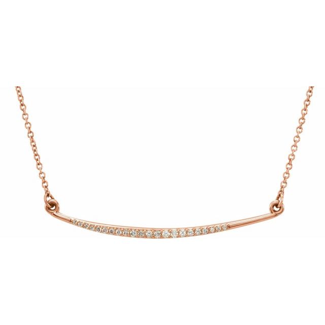14K Rose 1/8 CTW Diamond Curved Bar 16" Necklace