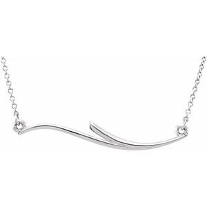 14K White Curvilinear Bar 17.5" Necklace
