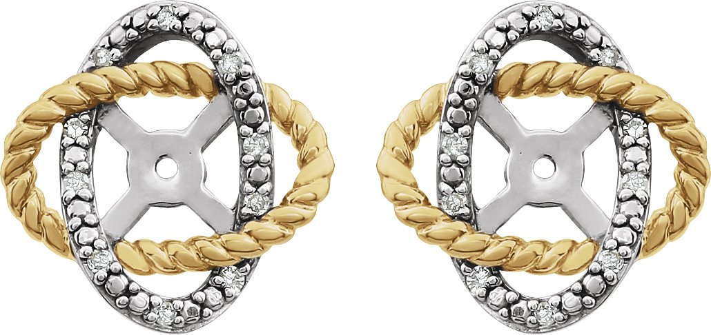 14K White/Yellow Gold-Plated .07 CTW Diamond Earring Jackets with 5.3mm ID