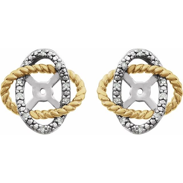 14K White/Yellow Gold-Plated .07 CTW Diamond Earring Jackets with 5.3mm ID