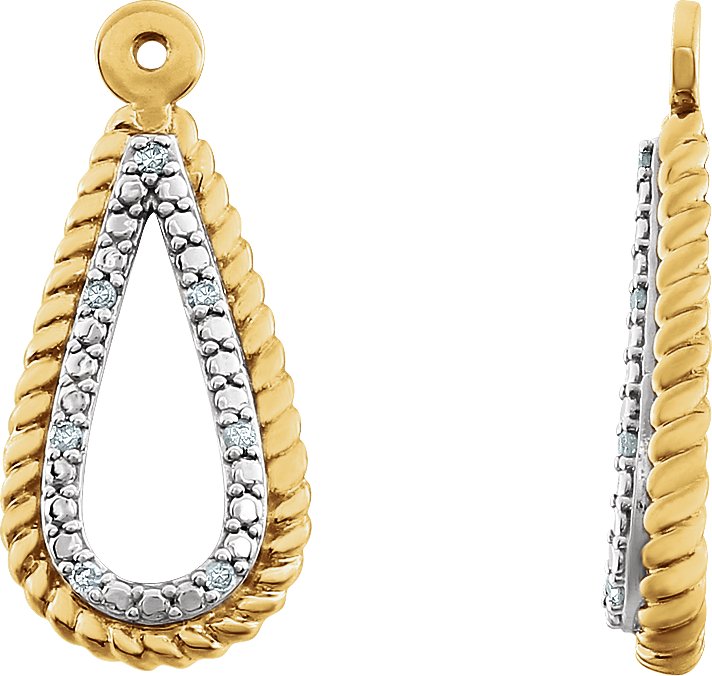 14K White/Yellow Gold-Plated .04 CTW Diamond Earring Jackets