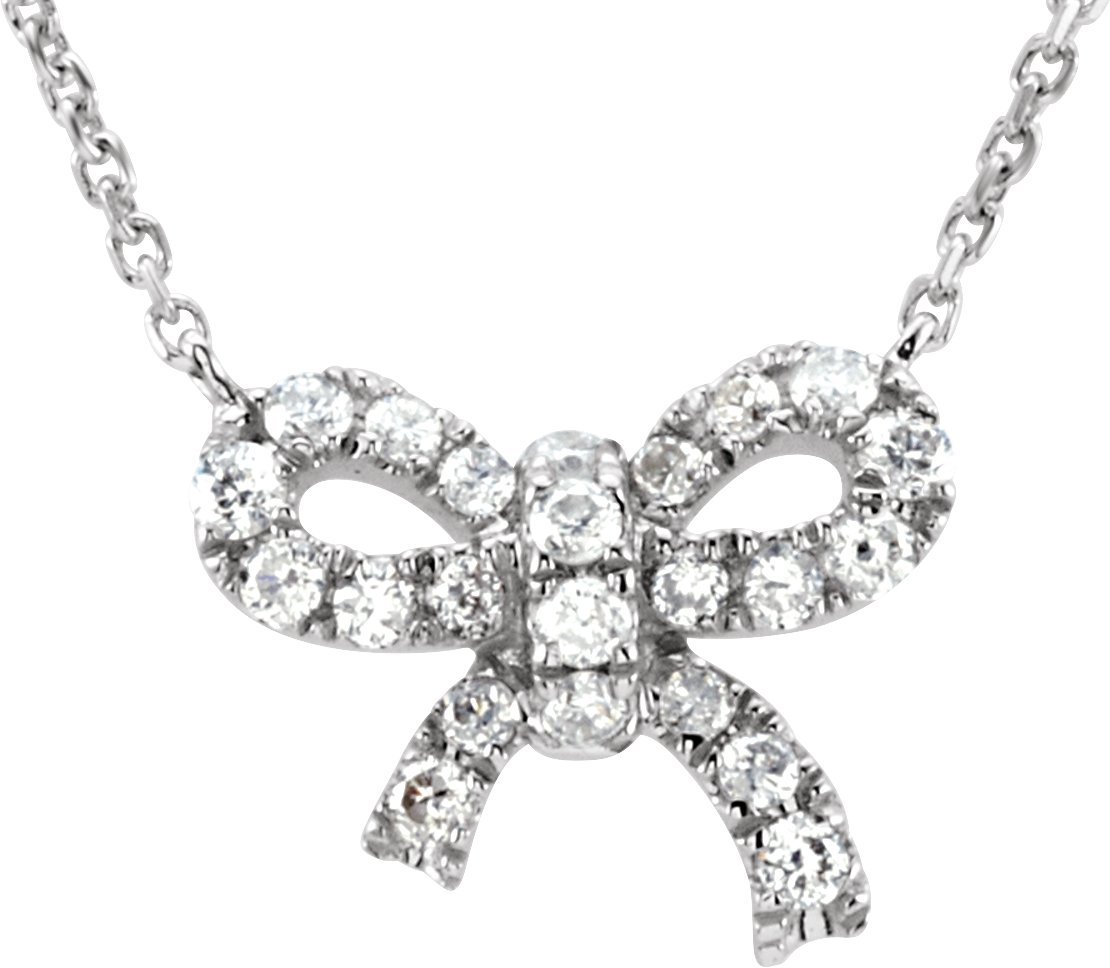 14K White 1/6 CTW Natural Diamond Bow 18" Necklace