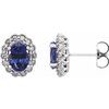 Platinum Chatham Lab Created Blue Sapphire and .33 CTW Diamond Earrings Ref 11922598