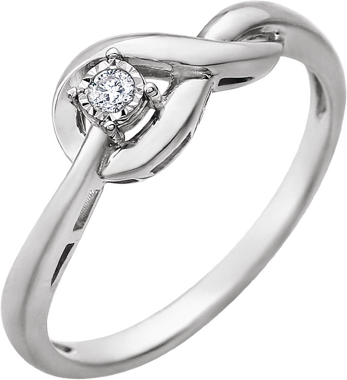 14K White .04 CT Diamond Ring