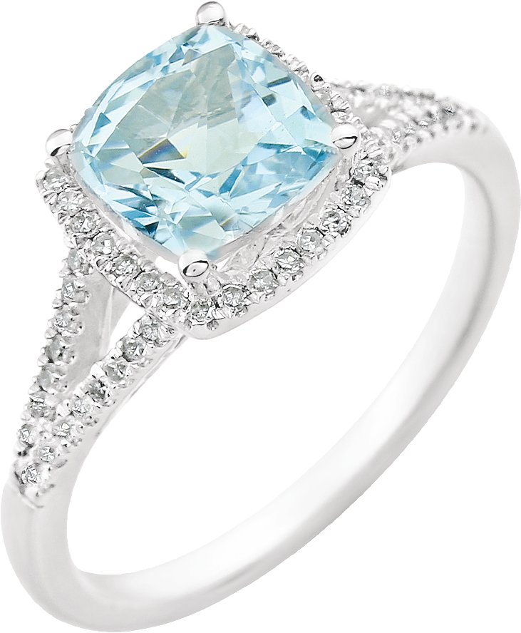 14K White Sky Blue Topaz & 1/5 CTW Diamond Ring
