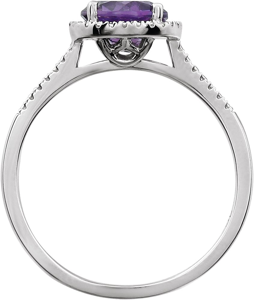 Sterling Silver Natural Amethyst & .01 CTW Natural Diamond Ring