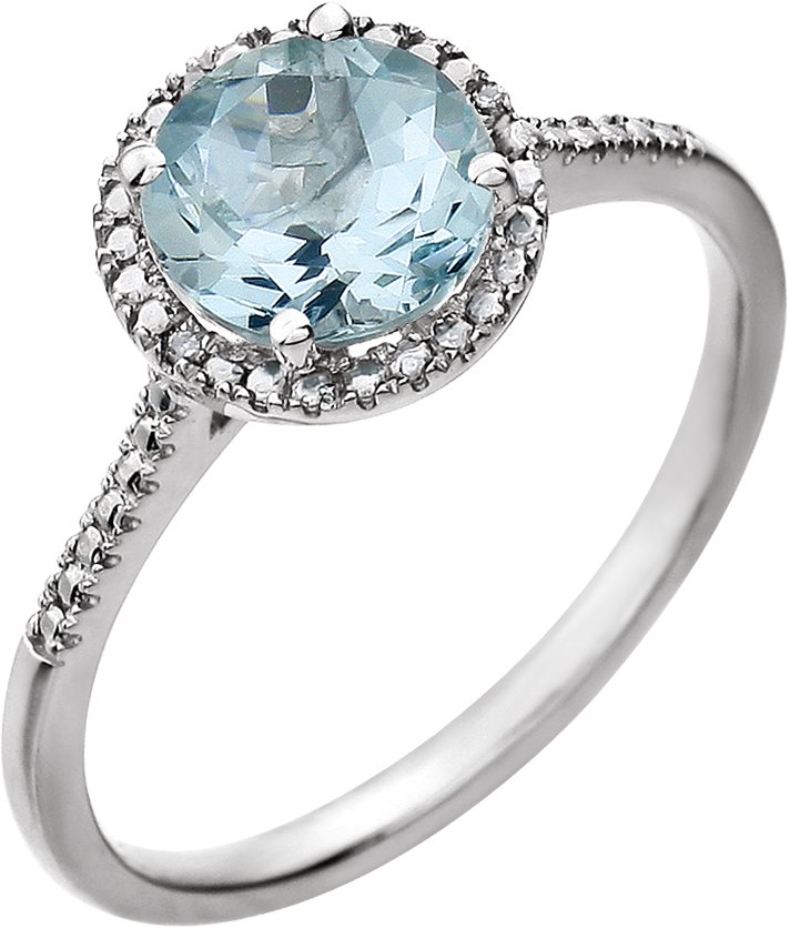Sterling Silver Natural Aquamarine & .01 CTW Natural Diamond Ring