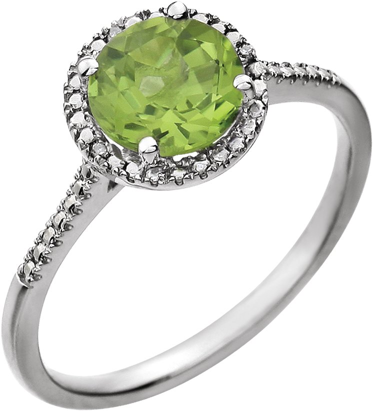 Sterling Silver Natural Peridot & .01 CTW Natural Diamond Ring