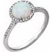 Sterling Silver Lab-Grown White Opal & .01 CTW Natural Diamond Ring