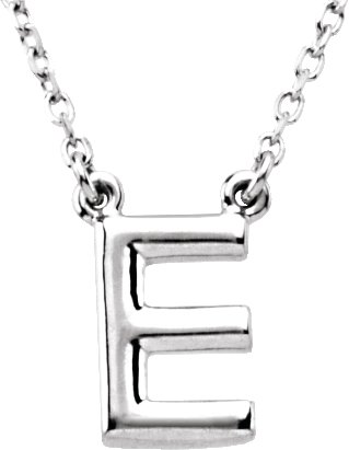 14K White Block Initial E 16" Necklace