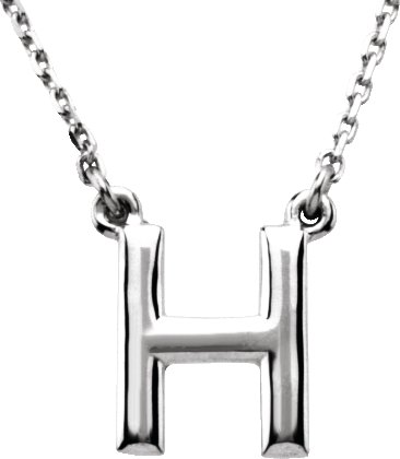 Sterling Silver Block Initial H 16" Necklace