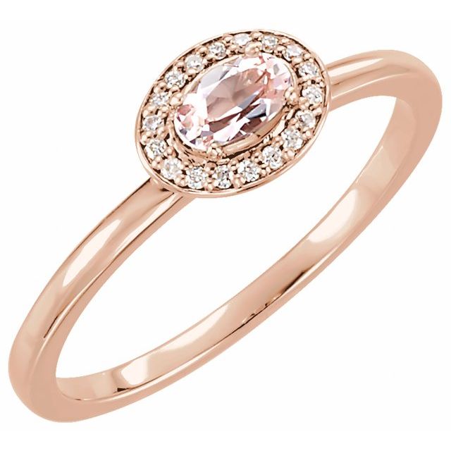 14K Rose Pink Morganite & .04 CTW Diamond Ring