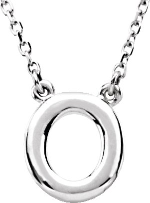 Sterling Silver Block Initial O 16" Necklace