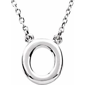 Sterling Silver Block Initial O 16" Necklace