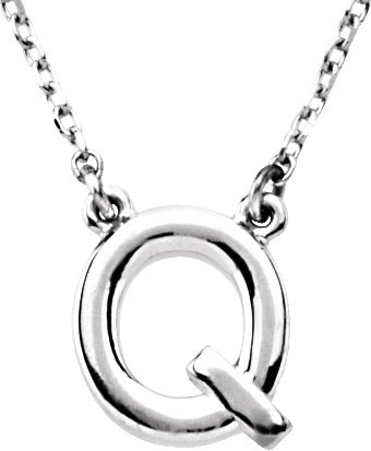 14K White Block Initial Q 16 inch Necklace Ref. 2761514