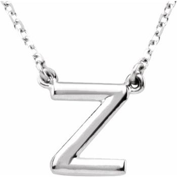 Sterling Silver Block Initial Z 16 inch Necklace Ref. 2761904