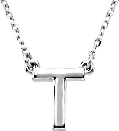 Sterling Silver Block Initial T 16" Necklace