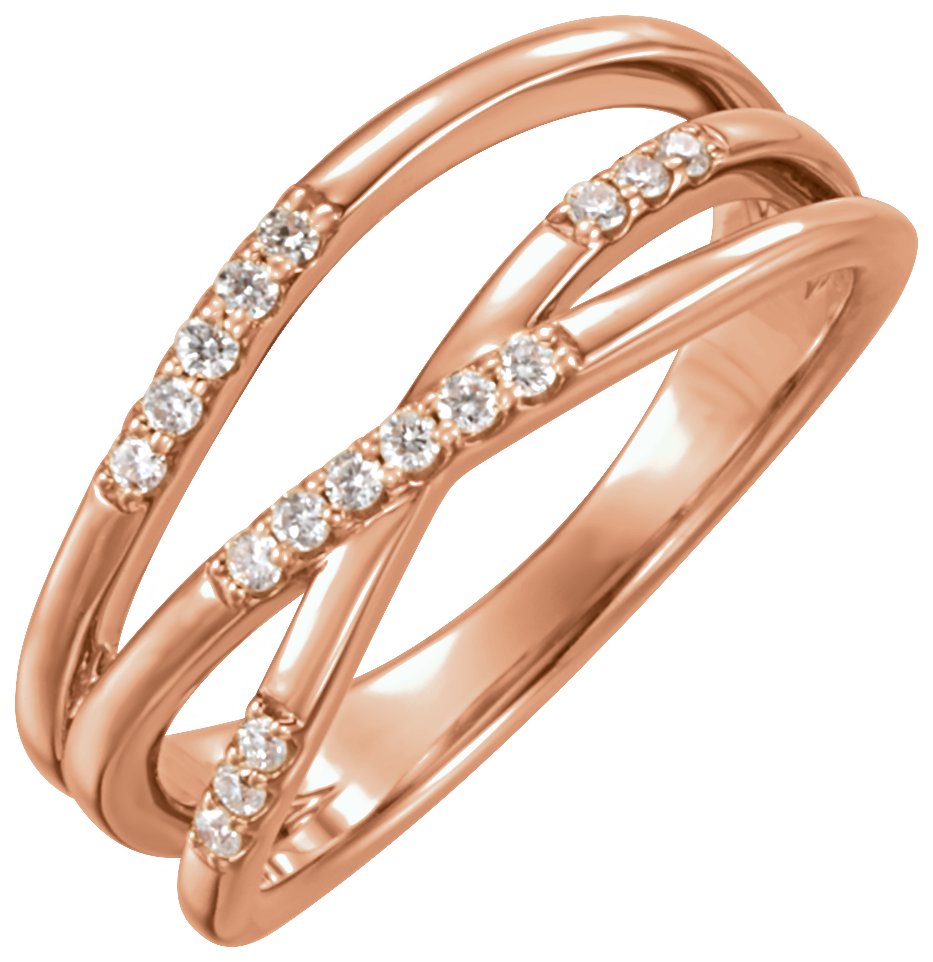 14K Rose 1/6 CTW Natural Diamond Criss-Cross Ring