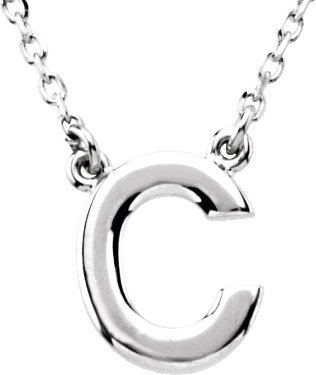 14K White Block Initial C 16" Necklace