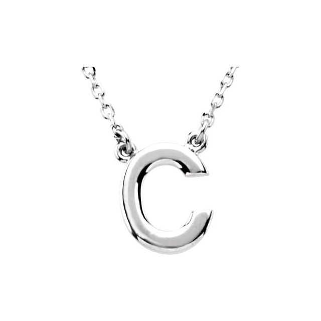 Sterling Silver Block Initial C 16 Necklace