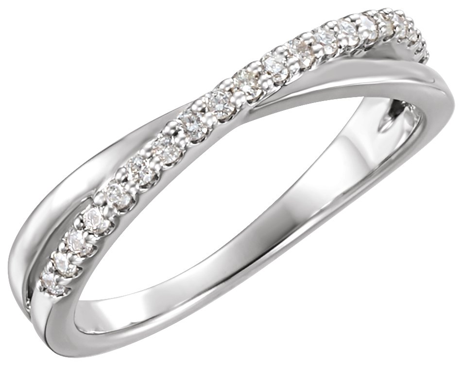 14K White 1/5 CTW Natural Diamond Criss-Cross Ring