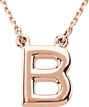 14K Rose Block Initial B 16 inch Necklace Ref. 11719600