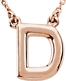 14K Rose Block Initial D 16" Necklace