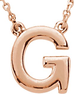 14K Rose Block Initial G 16" Necklace