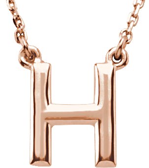 14K Rose Block Initial H 16 inch Necklace Ref. 11719759