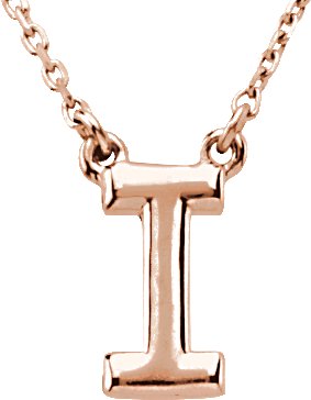 14K Rose Block Initial I 16 inch Necklace Ref. 11719808