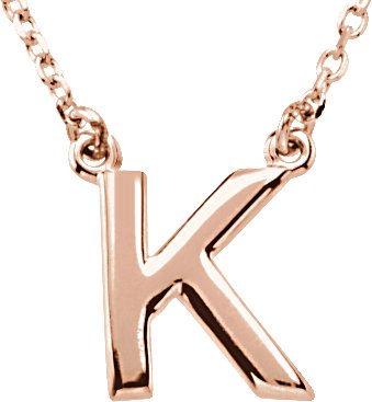 14K Rose Block Initial K 16" Necklace