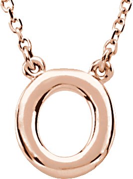 14K Rose Block Initial O 16 inch Necklace Ref. 11722394