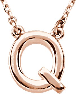 14K Rose Block Initial Q 16 inch Necklace Ref. 11722440