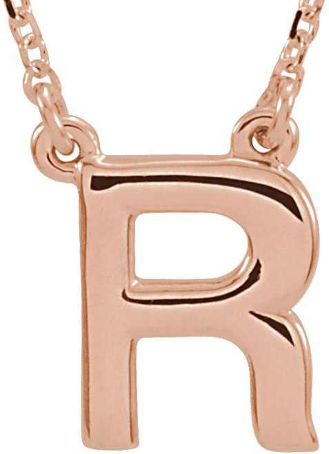 14K Rose Block Initial R 16 inch Necklace Ref. 11722573