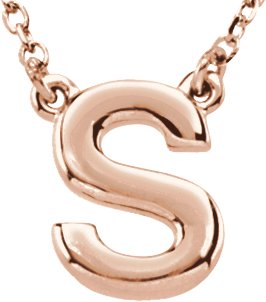 14K Rose Block Initial S 16" Necklace