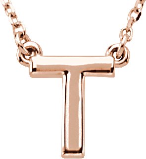 14K Rose Block Initial T 16 inch Necklace Ref. 11723083