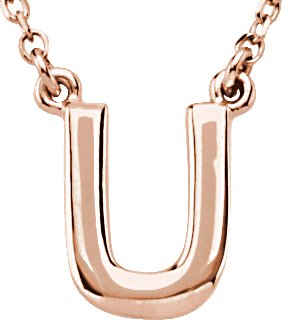 14K Rose Block Initial U 16 inch Necklace Ref. 11723107