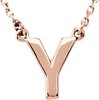 14K Rose Block Initial Y 16 inch Necklace Ref. 11723504