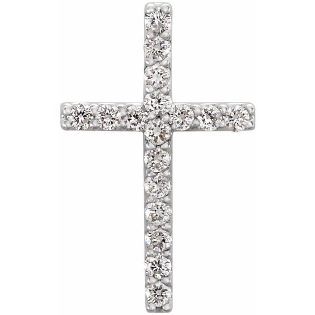 14K White 1/6 CTW Petite Diamond Cross Pendant