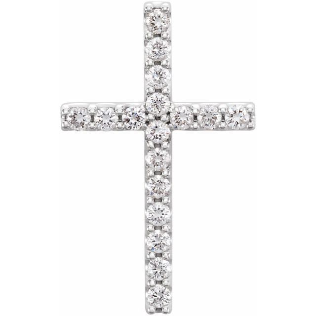 14K White 1/4 CTW Natural Diamond Petite Cross Pendant