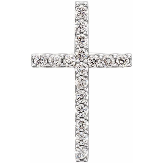 14K White 1/5 CTW Petite Diamond Cross Pendant